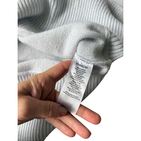 Vince V neck Cashmere Sweater size XXS Pale Blue - Picture 7 of 9